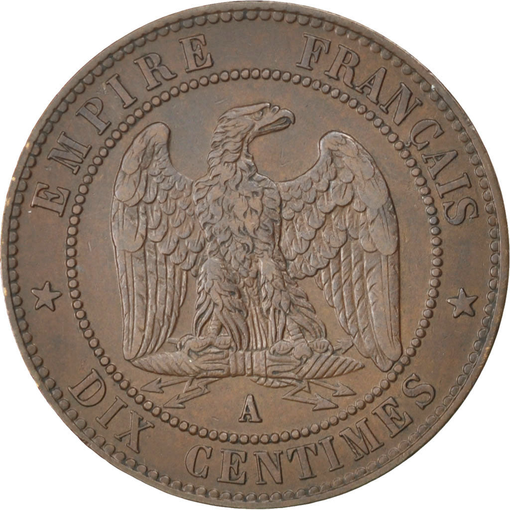FRANCE, Napoléon III, 10 Centimes, 1854, Paris, KM #771.1, EF(40-45), Bronze, G.