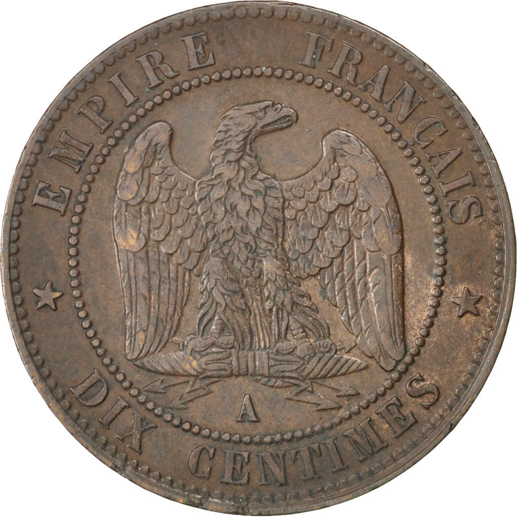 FRANCE, Napoléon III, 10 Centimes, 1857, Paris, KM #771.1, EF(40-45), Bronze, G.