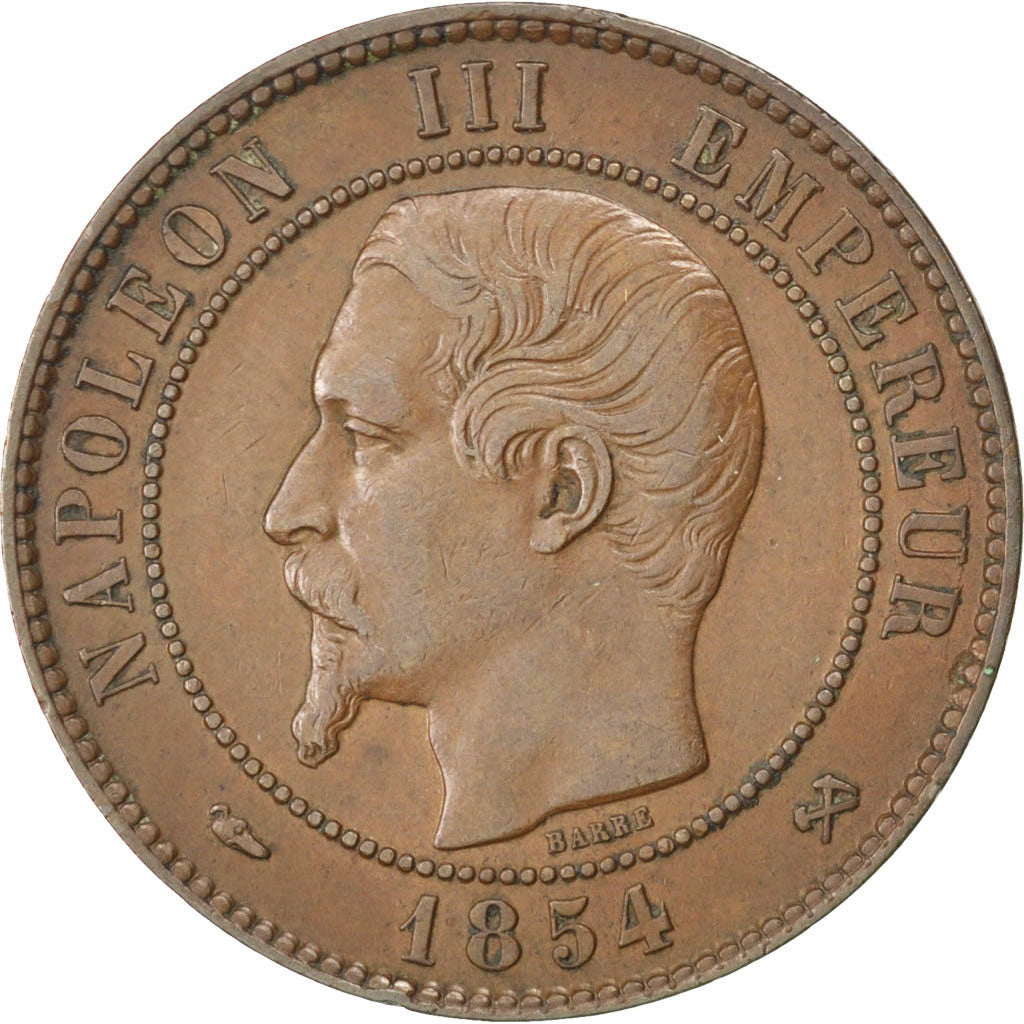 FRANCE, Napoléon III, 10 Centimes, 1854, Rouen, KM #771.2, EF(40-45), Bronze, G.