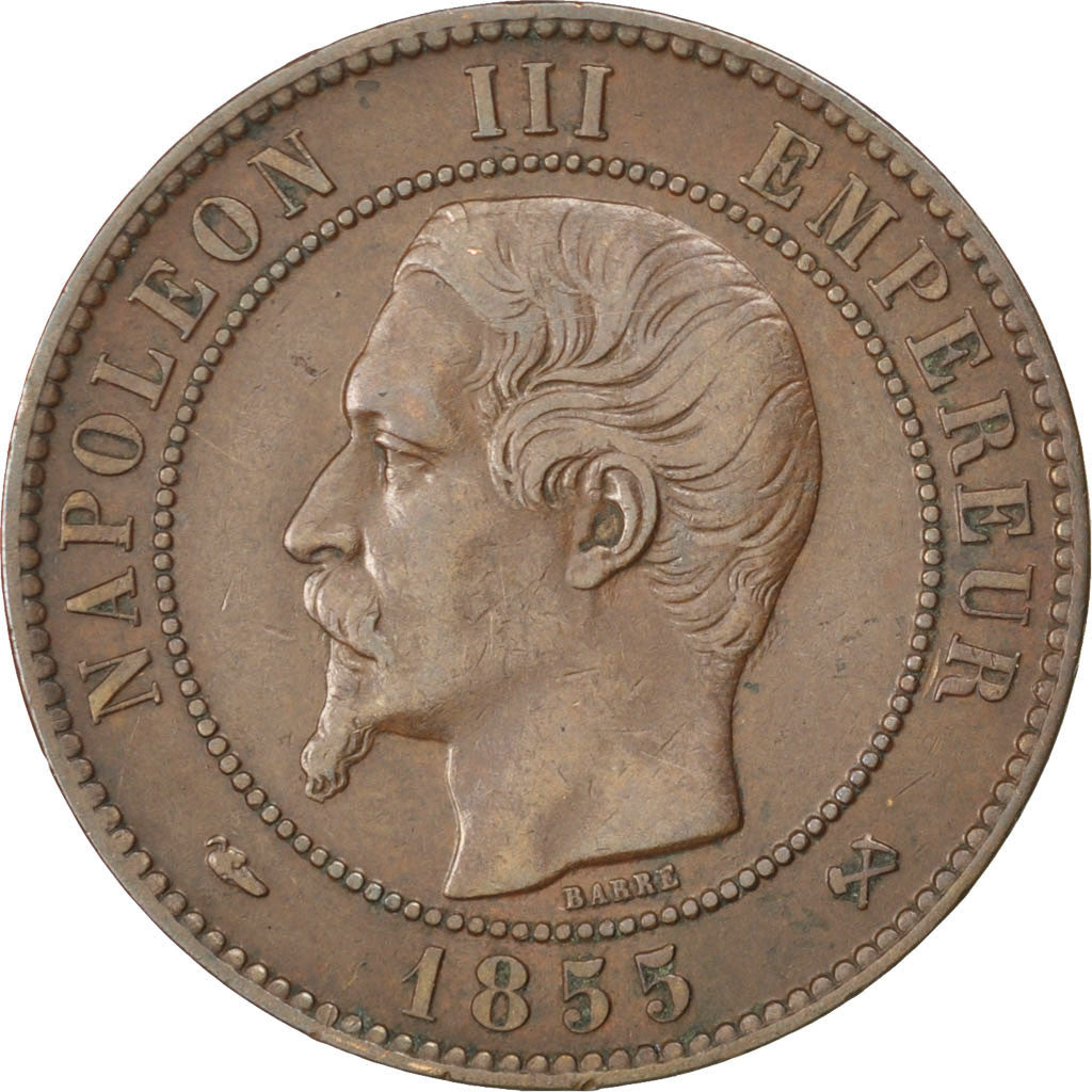 Moneda, Francia, Napoleon III, Napoléon III, 10 Centimes, 1855, Rouen, MBC
