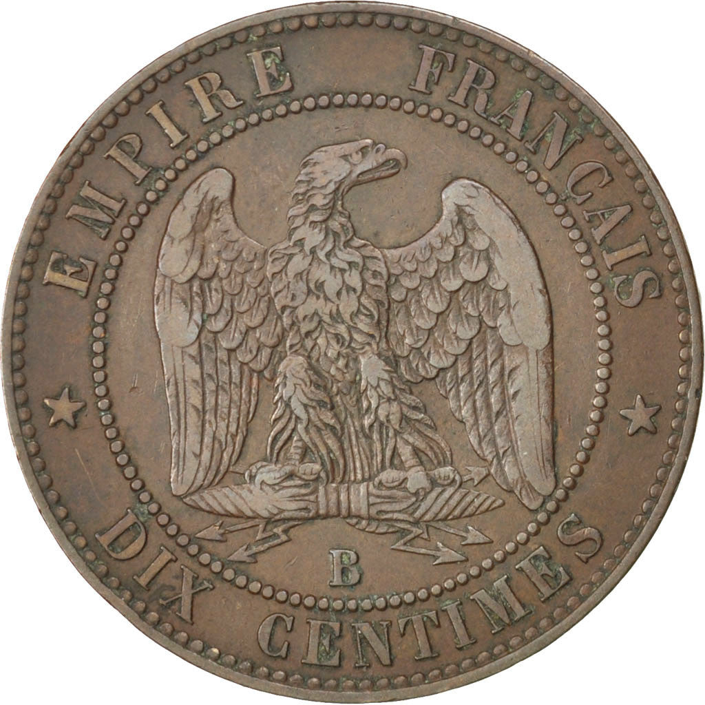 Moneda, Francia, Napoleon III, Napoléon III, 10 Centimes, 1855, Rouen, MBC