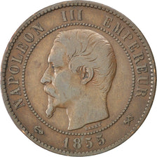 FRANCE, Napoléon III, 10 Centimes, 1855, Rouen, KM #771.2, VF(30-35), Bronze, G.