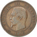 FRANCE, Napoléon III, 10 Centimes, 1855, Rouen, KM #771.2, VF(30-35), Bronze, G.