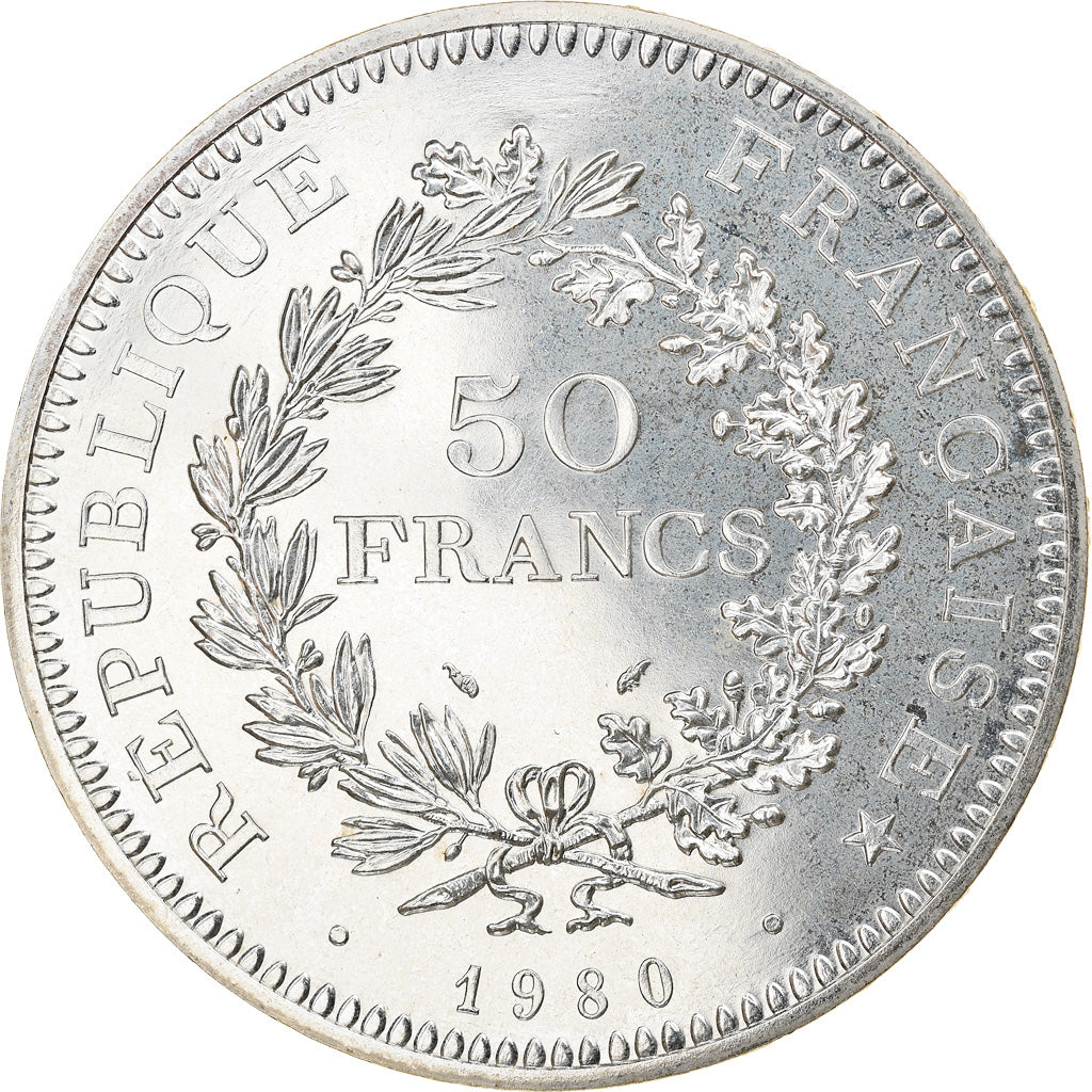 Coin, France, Hercule, 50 Francs, 1980, Paris, MS(65-70), Silver, KM:941.1
