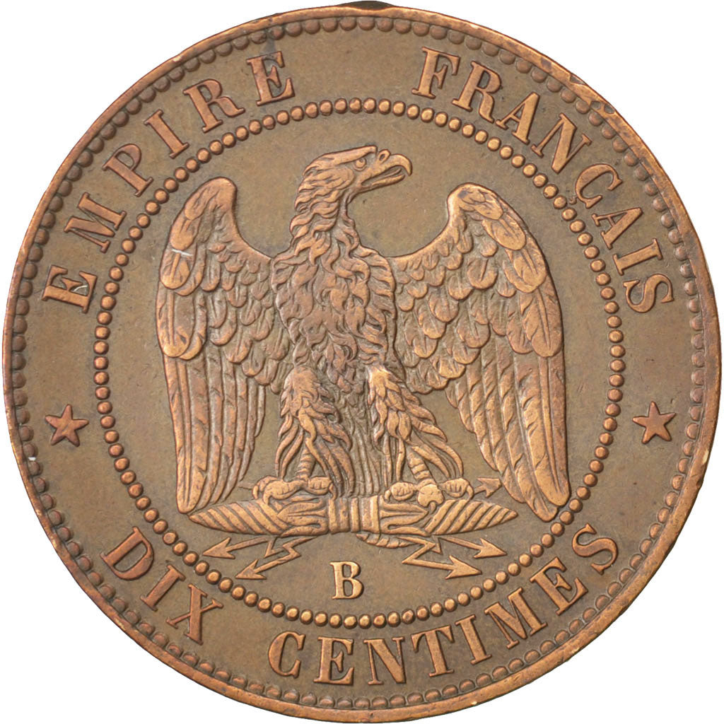 FRANCE, Napoléon III, 10 Centimes, 1855, Rouen, KM #771.2, EF(40-45), Bronze, G.