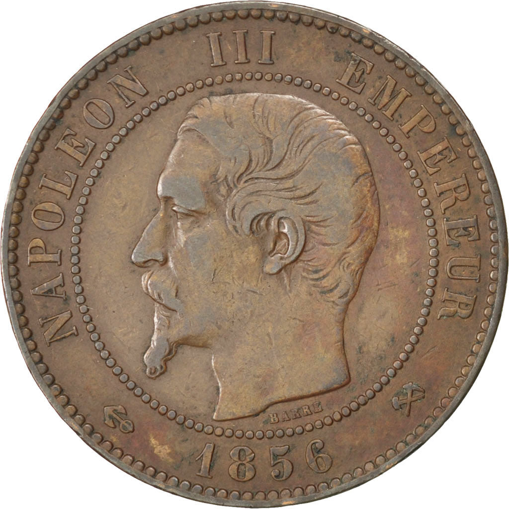FRANCE, Napoléon III, 10 Centimes, 1856, Rouen, KM #771.2, VF(30-35), Bronze, G.