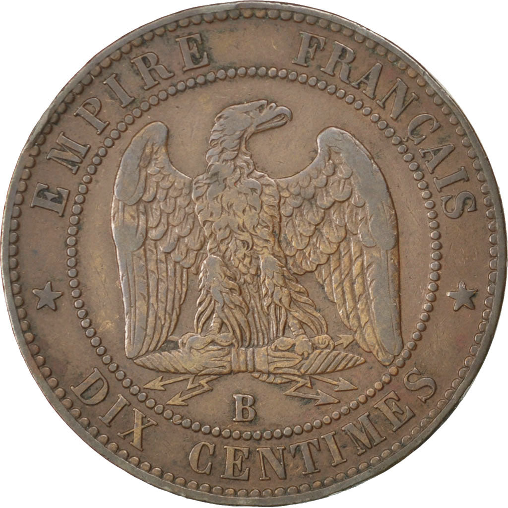 FRANCE, Napoléon III, 10 Centimes, 1856, Rouen, KM #771.2, VF(30-35), Bronze, G.