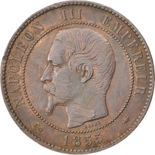 FRANCE, Napoléon III, 10 Centimes, 1855, Strasbourg, KM #771.3, VF(30-35), B...