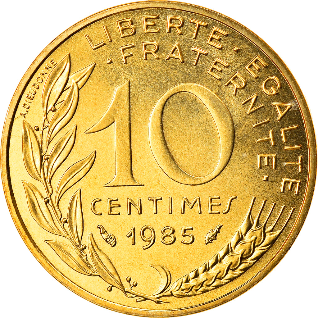 Moneta, Francia, Marianne, 10 Centimes, 1985, Paris, FDC, Alluminio-bronzo