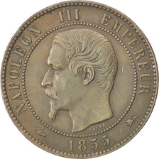FRANCE, Napoléon III, 10 Centimes, 1855, Lyon, KM #771.4, EF(40-45), Bronze, G..