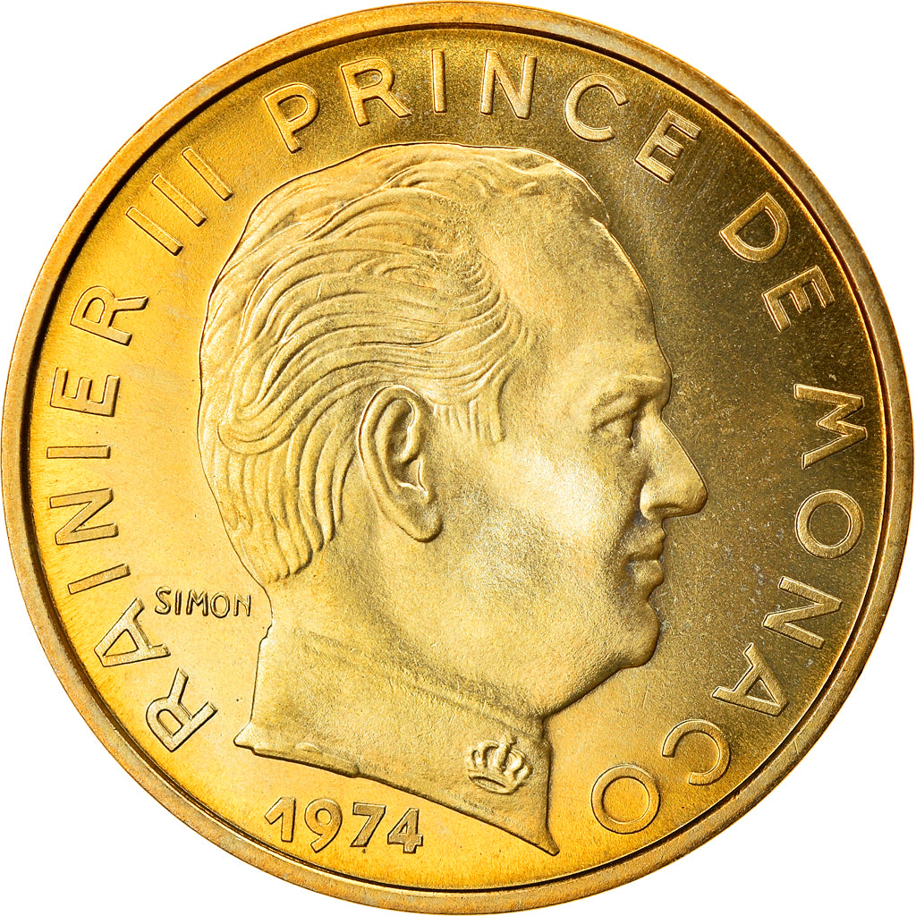 Coin, Monaco, Rainier III, 20 Centimes, 1974, MS(65-70), Aluminum-Bronze