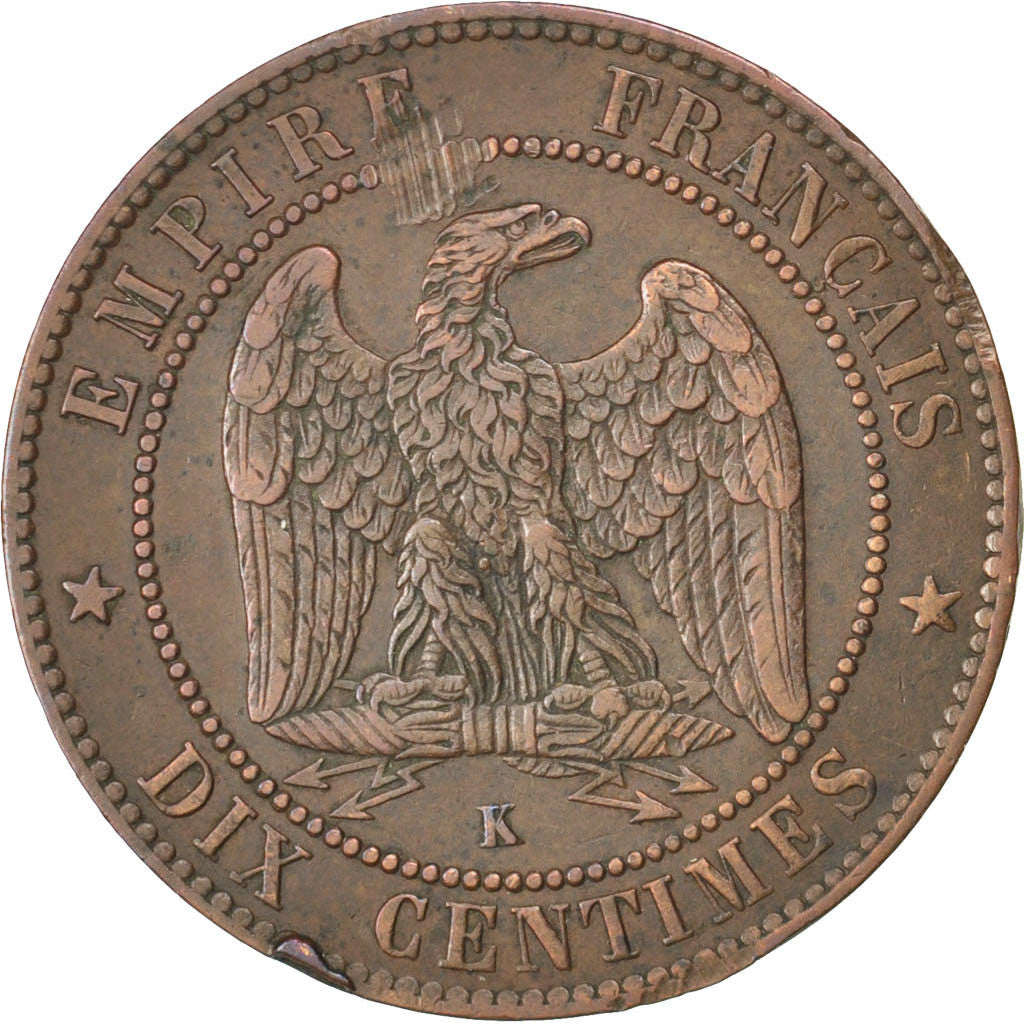 FRANCE, Napoléon III, 10 Centimes, 1853, Bordeaux, KM #771.5, VF(30-35), Bronze,