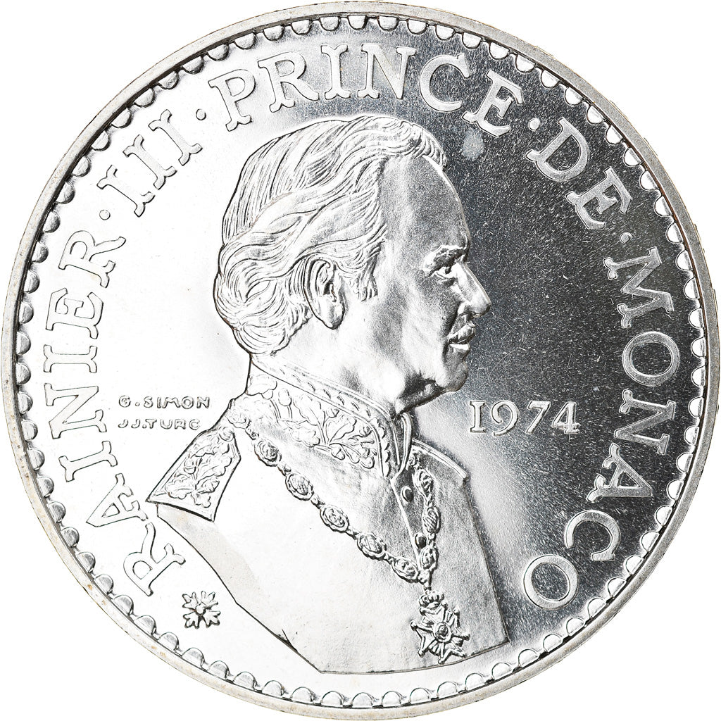 Moneta, Monaco, Rainier III, 50 Francs, 1974, FDC, Argento, KM:152.1, Gadoury:MC