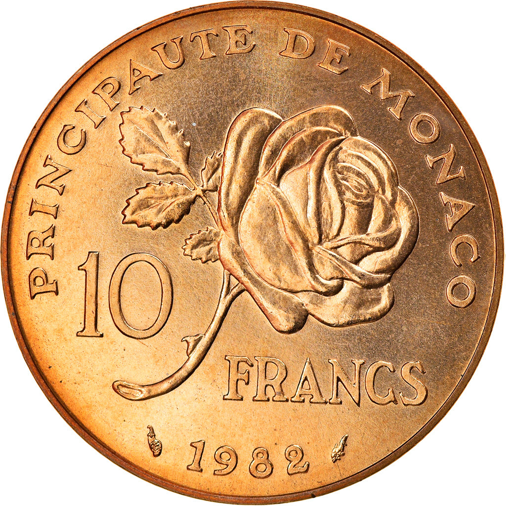 Coin, Monaco, Rainier III, 10 Francs, 1982, MS(65-70), Copper-Nickel-Aluminum