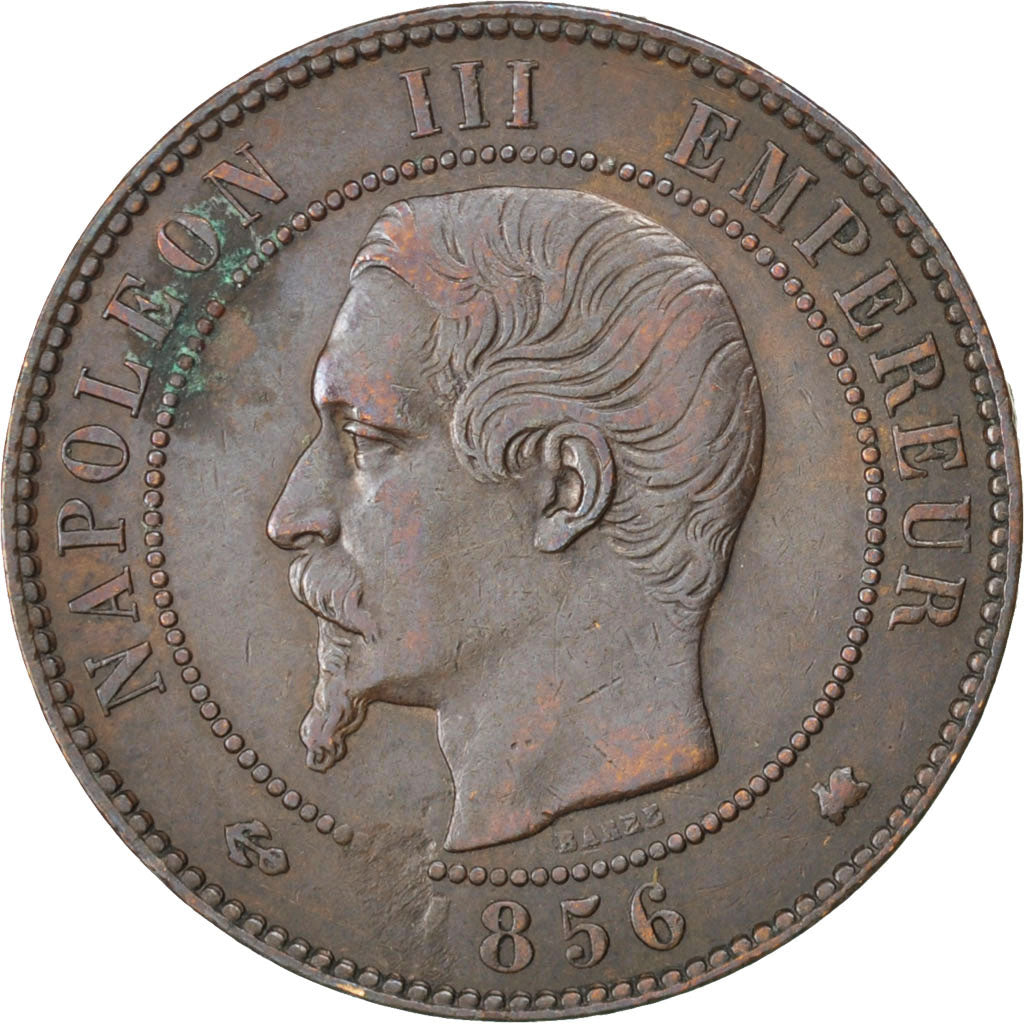 FRANCE, Napoléon III, 10 Centimes, 1856, Bordeaux, KM #771.5, EF(40-45), Bronze,
