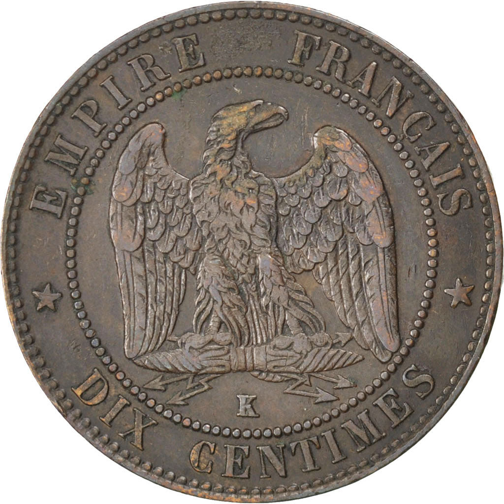 FRANCE, Napoléon III, 10 Centimes, 1856, Bordeaux, KM #771.5, EF(40-45), Bronze,