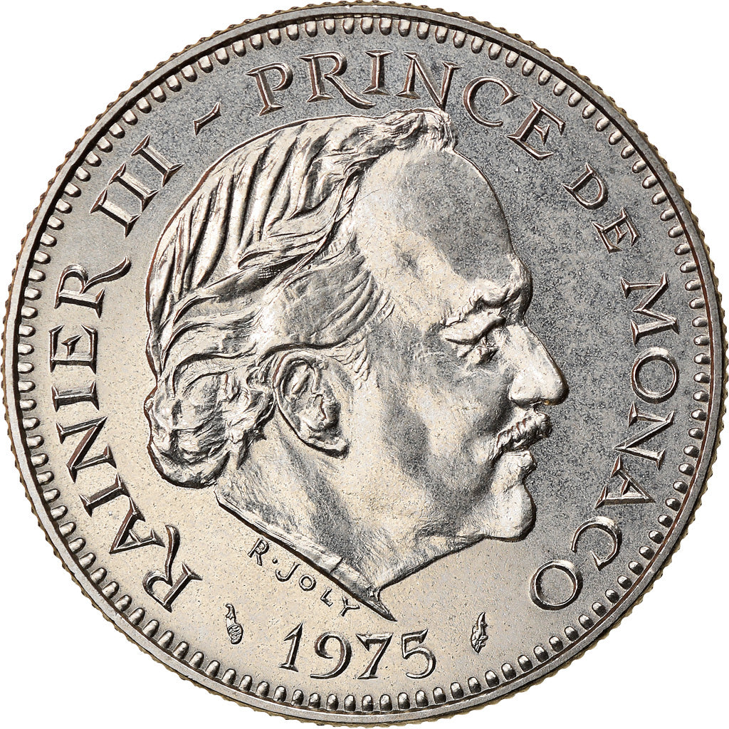 Coin, Monaco, Rainier III, 5 Francs, 1975, MS(65-70), Copper-nickel, KM:150