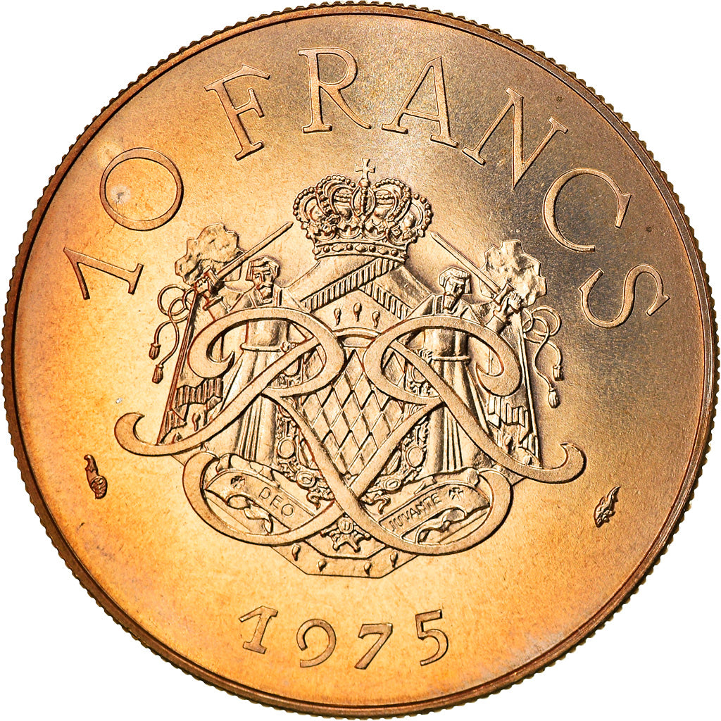 Monnaie, Monaco, Rainier III, 10 Francs, 1975, FDC, Copper-Nickel-Aluminum