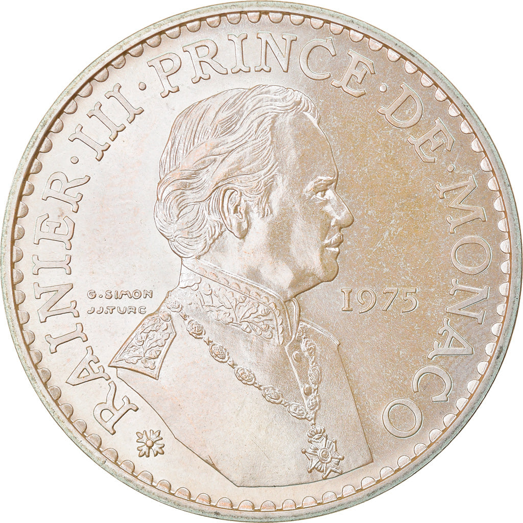 Coin, Monaco, Rainier III, 50 Francs, 1975, MS(65-70), Silver, KM:152.2
