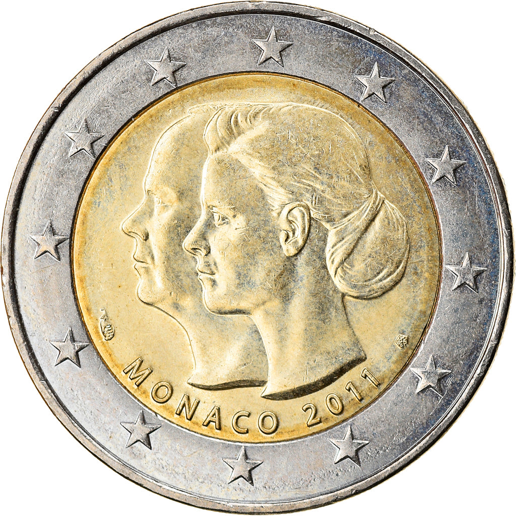 Monaco, 2 Euro, Mariage Princier, 2011, Paris, AU(55-58), Bi-Metallic