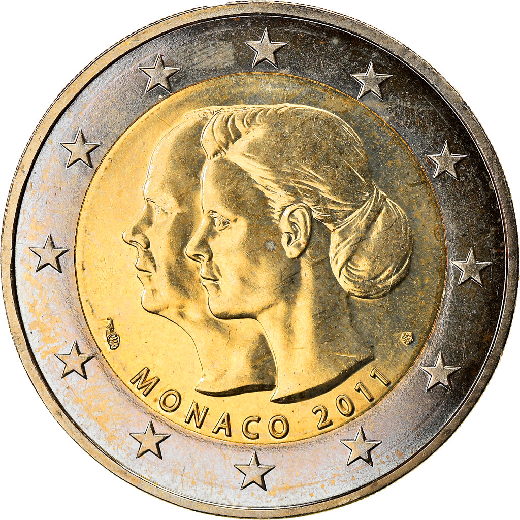 Monaco, 2 Euro, Mariage Princier, 2011, Paris, AU(55-58), Bi-Metallic