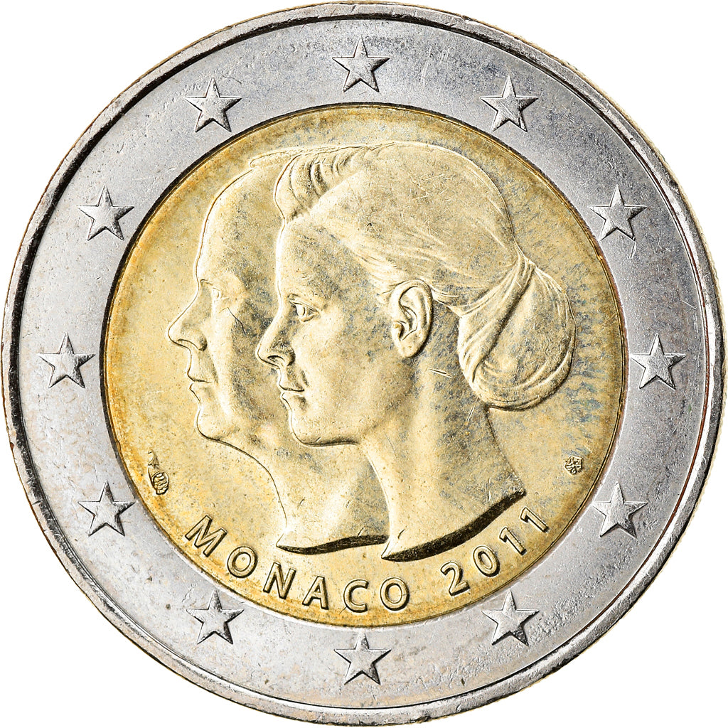 Monaco, 2 Euro, Mariage Princier, 2011, Paris, AU(55-58), Bi-Metallic
