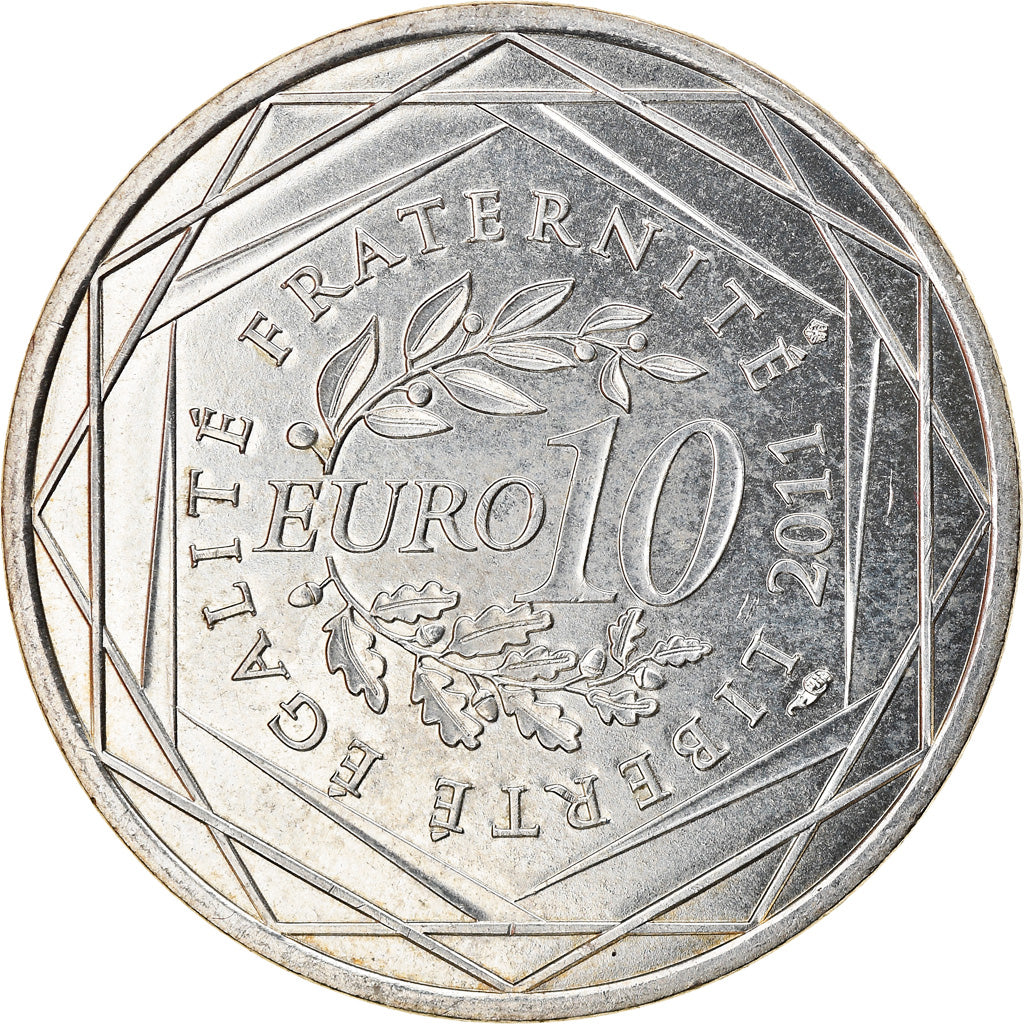 Francja, 10 Euro, Provence-Alpes-Cote d'Azur, 2011, Paris, MS(63), Srebro