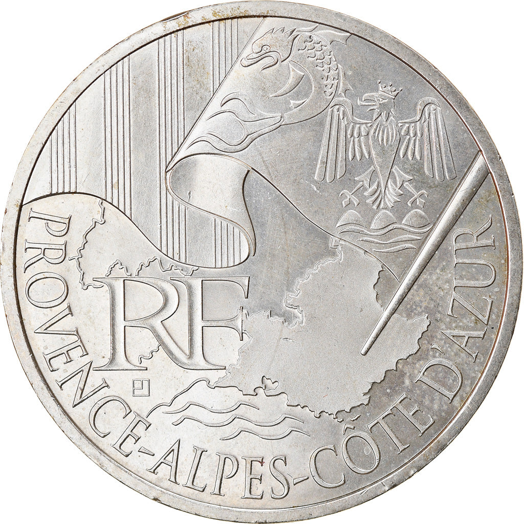 France, 10 Euro, Provence-Alpes-Cote d'Azur, 2010, Paris, SUP, Argent, KM:1668