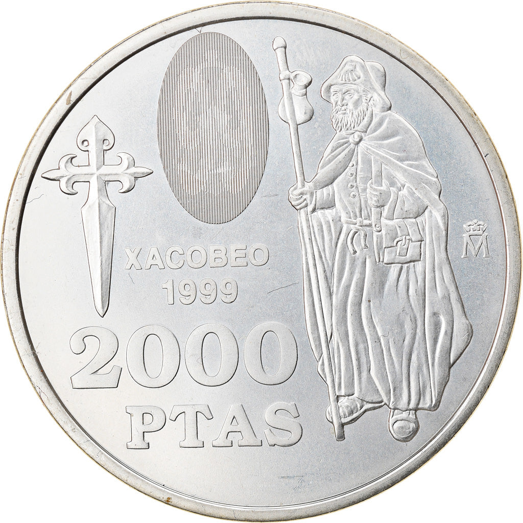 Moneda, España, Juan Carlos I, 2000 Pesetas, 1999, Madrid, FDC, Plata, KM:1011