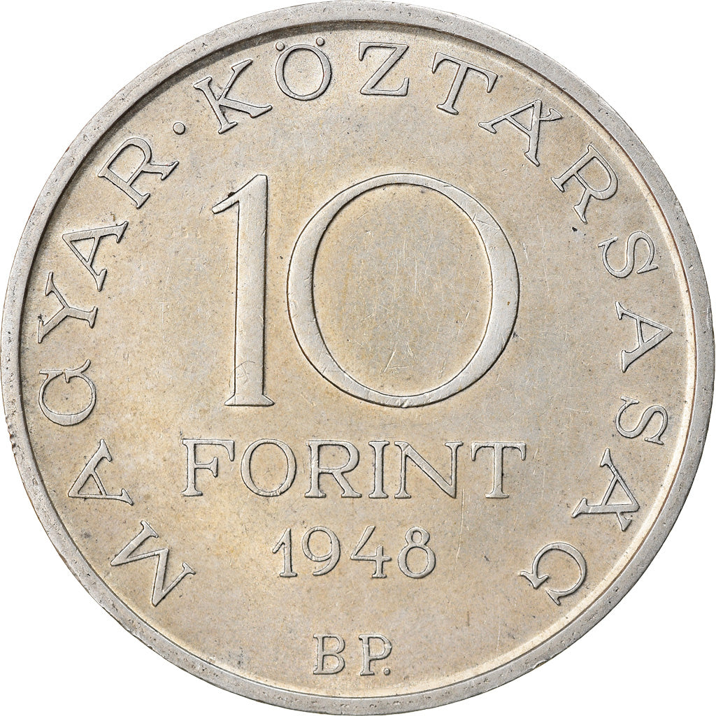 Coin, Hungary, 10 Forint, 1948, Budapest, AU(55-58), Silver, KM:538
