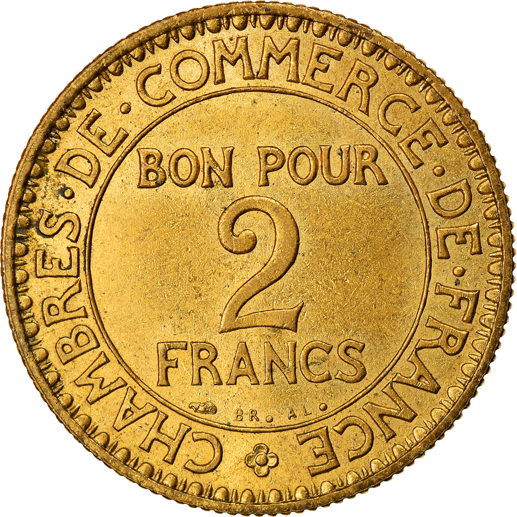 Moeda, França, Chambre de commerce, 2 Francs, 1925, Paris, MS(63)
