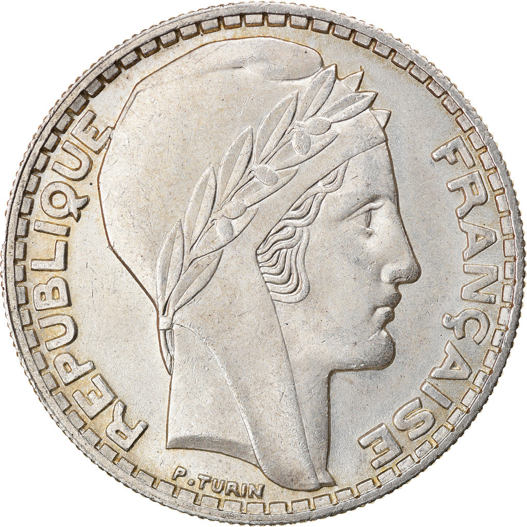 Moeda, França, Turin, 20 Francs, 1933, Paris, MS(63), Prata, KM:879