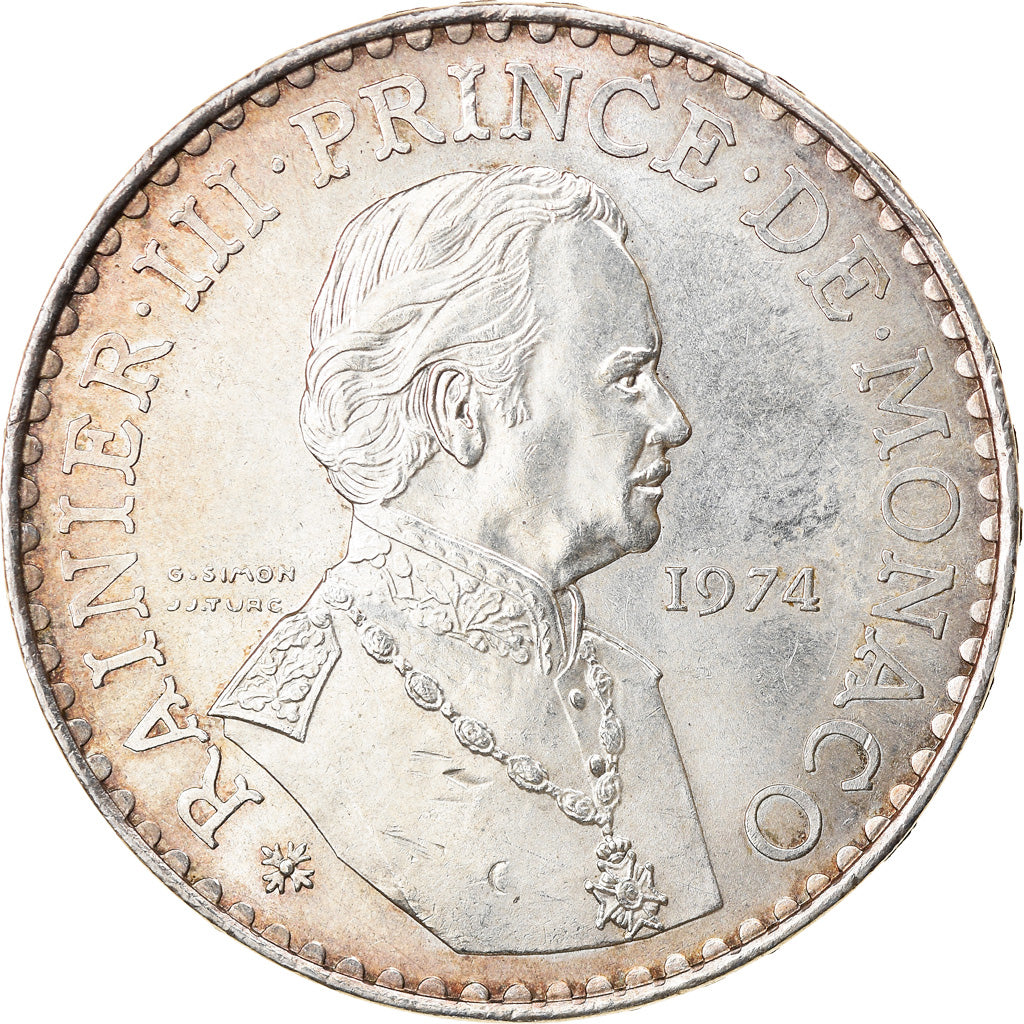 Coin, Monaco, Rainier III, 50 Francs, 1974, AU(55-58), Silver, KM:152.1