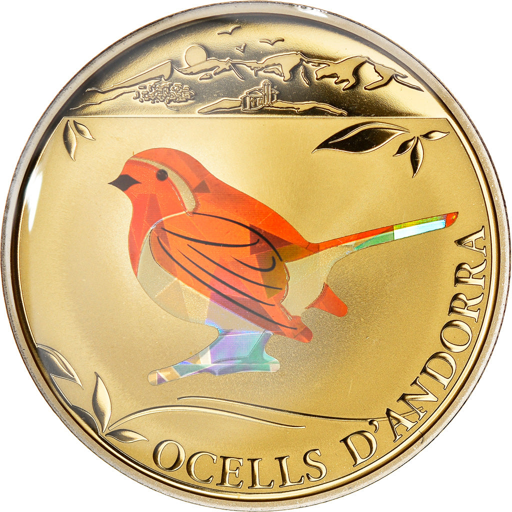 Coin, Andorra, Rouge-gorge, Diner, 2012, MS(64), Cupro-nickel