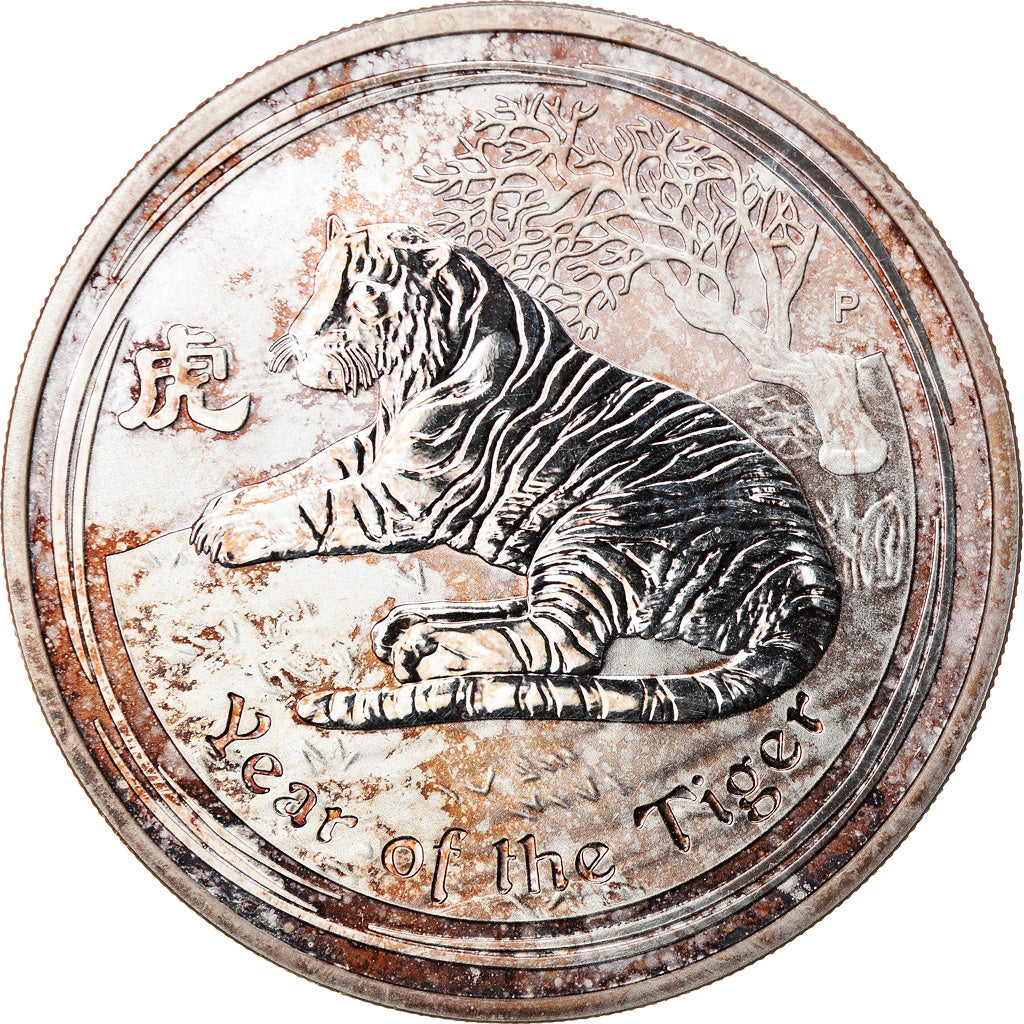 Moneda, Australia, Year of the Tiger, 1 Dollar, 2010, 1 Oz, EBC, Plata