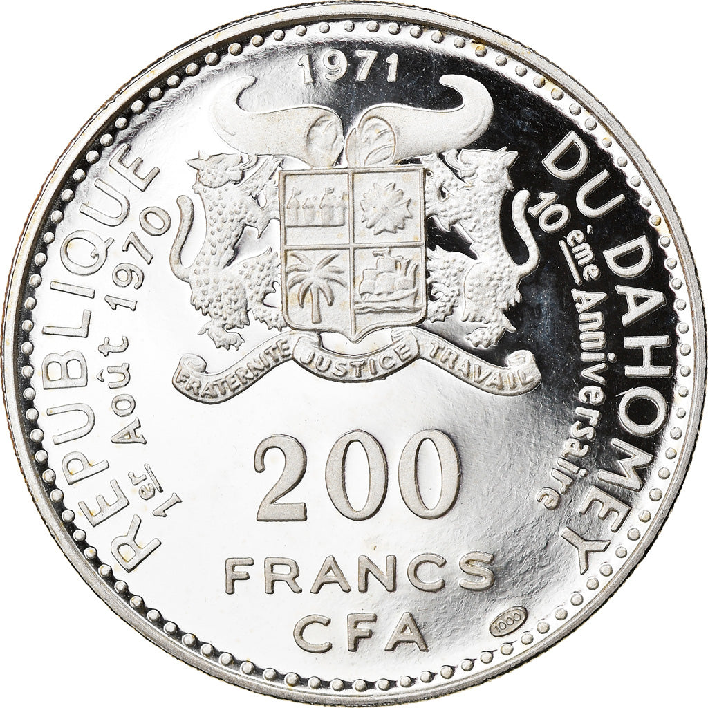 Moneda, DAHOMEY, 200 Francs, 1971, SC, Plata, KM:2.2