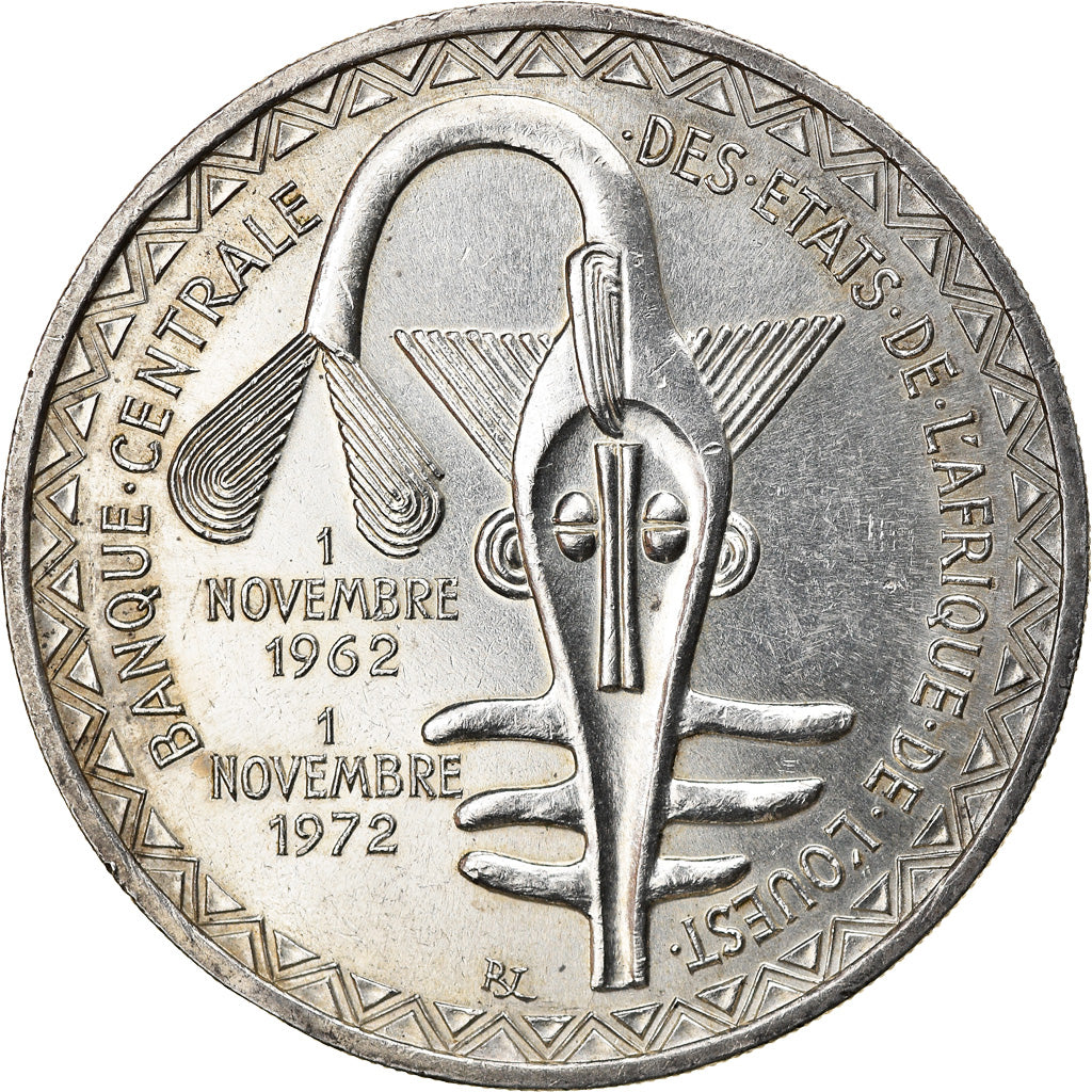 Coin, West African States, 500 Francs, 1972, MS(63), Silver, KM:7