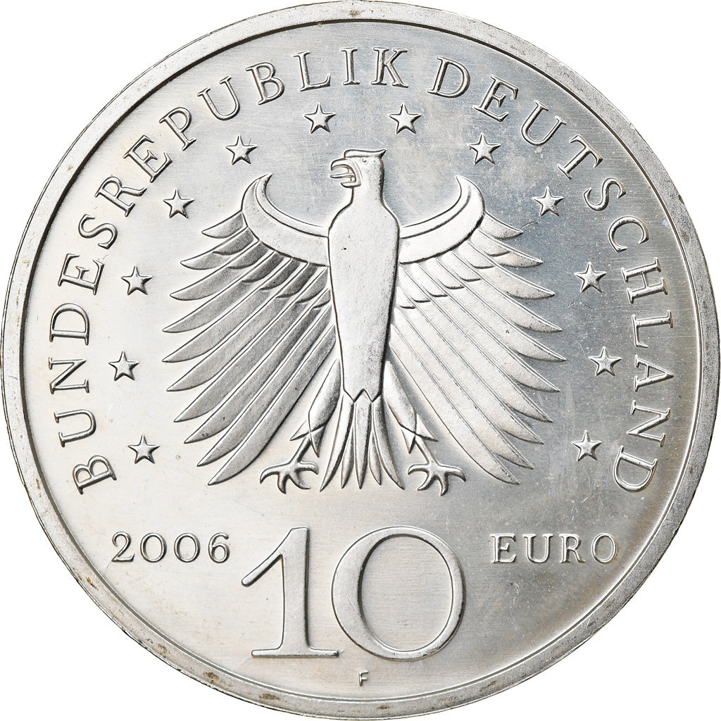 GERMANY - FEDERAL REPUBLIC, 10 Euro, 2006, Stuttgart, BE, MS(63), Silver, KM:245