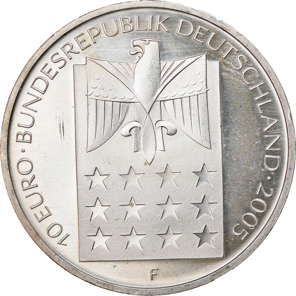 GERMANIA - REPUBBLICA FEDERALE, 10 Euro, 2005, Stuttgart, SPL, Argento, KM:242