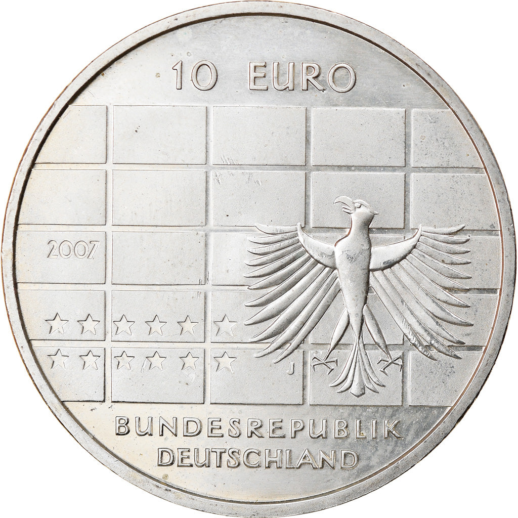 GERMANY - FEDERAL REPUBLIC, 10 Euro, 2007, Hambourg, MS(63), Silver, KM:266