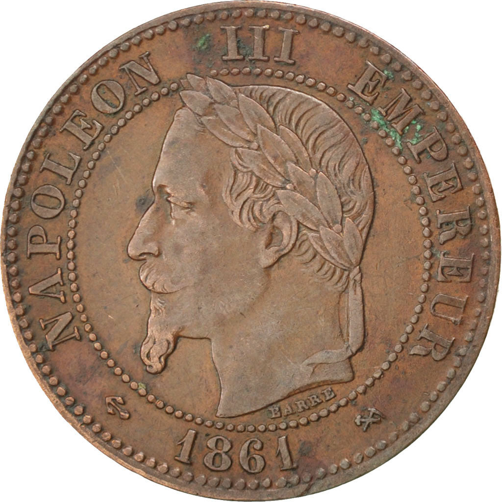 FRANCE, Napoléon III, 2 Centimes, 1861, Bordeaux, KM #796.6, EF(40-45), Bronze,