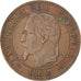 FRANCE, Napoléon III, 2 Centimes, 1861, Bordeaux, KM #796.6, EF(40-45), Bronze,