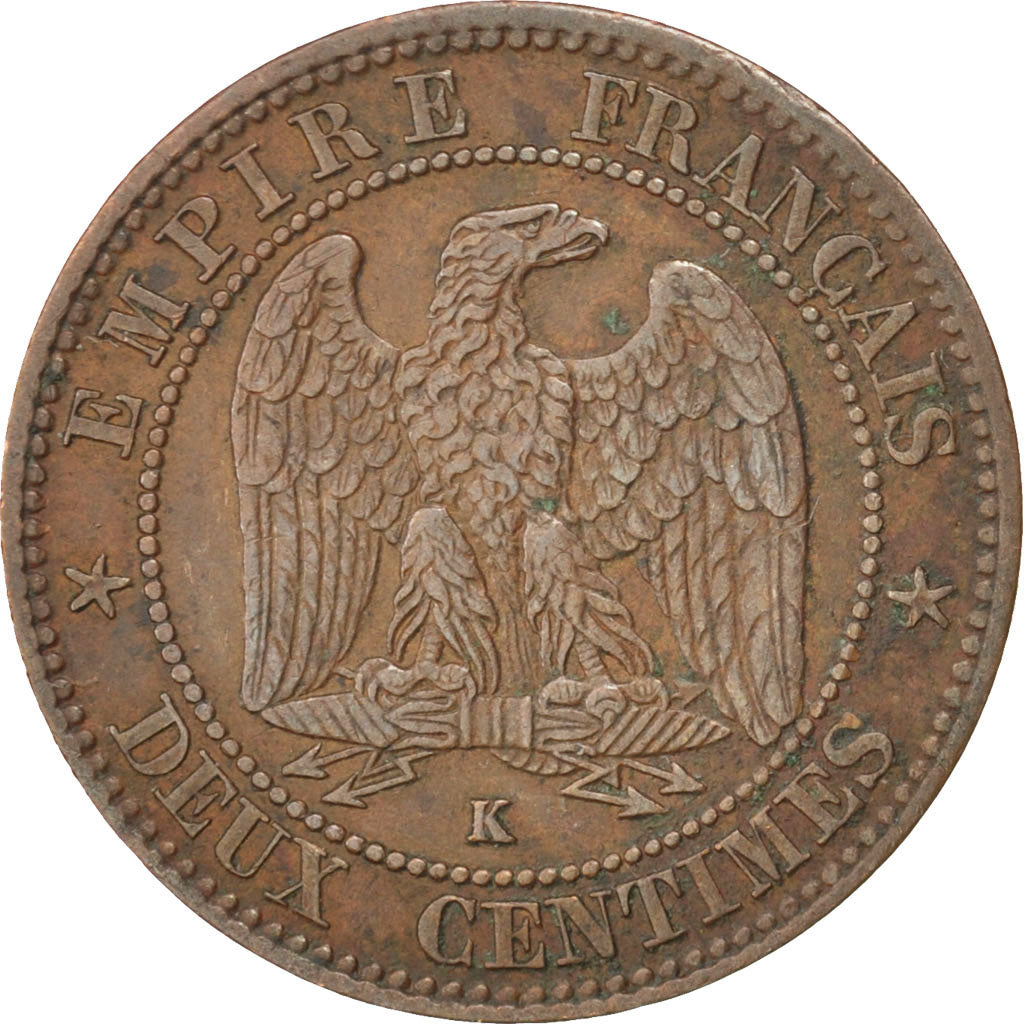FRANCE, Napoléon III, 2 Centimes, 1861, Bordeaux, KM #796.6, EF(40-45), Bronze,