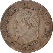 FRANCE, Napoléon III, 2 Centimes, 1862, Paris, KM #796.4, VF(30-35), Bronze, G..
