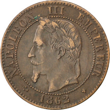 Second Empire, 2 Centimes Napoléon III tête laurée 1862 BB, KM 796.5