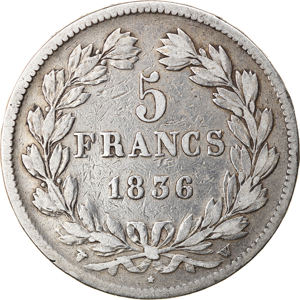 Monnaie, France, Louis-Philippe, 5 Francs, 1836, Lille, TB, Argent, Gadoury:678
