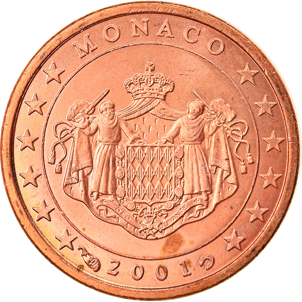 Monaco, Euro Cent, 2001, Paris, MS(63), Copper Plated Steel, KM:167