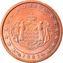 Monaco, Euro Cent, 2001, Paris, MS(63), Copper Plated Steel, KM:167
