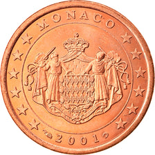 Monaco, 5 Euro Cent, 2001, Paris, SPL, Acciaio placcato rame, KM:169