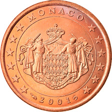 Monaco, 5 Euro Cent, 2001, Paris, UNZ, Copper Plated Steel, KM:169